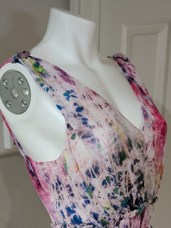 Madison Marcus Multicolor Tie-Dye V-Neck Mini Dress - Mod Multi-Color Small