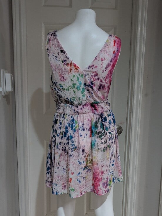 Madison Marcus Multicolor Tie-Dye V-Neck Mini Dress - Mod Multi-Color Small