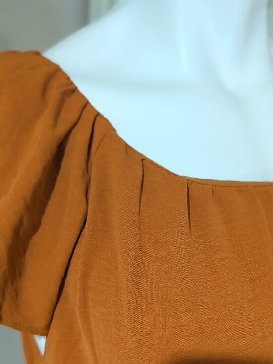 DKNY Rust Orange Flutter Sleeve Mini Dress Tie-Belt Women's 12/L