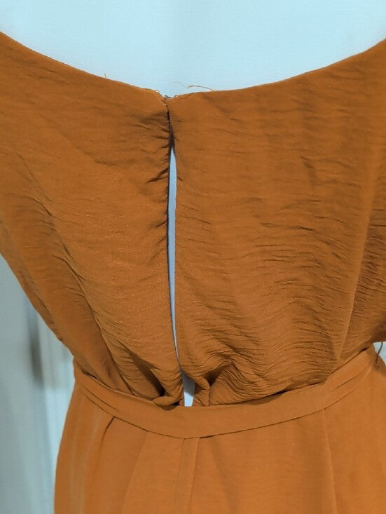 DKNY Rust Orange Flutter Sleeve Mini Dress Tie-Belt Women's 12/L