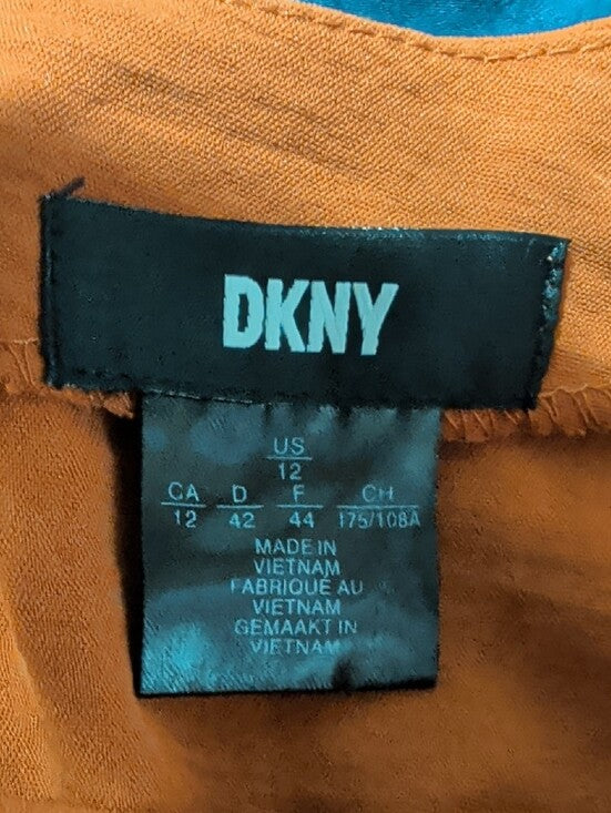 DKNY Rust Orange Flutter Sleeve Mini Dress Tie-Belt Women's 12/L