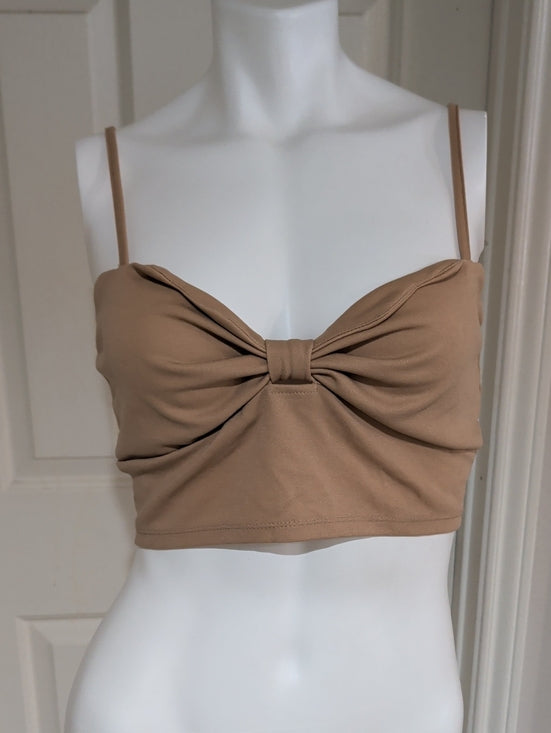 NWOT Shein Tan Twist-Knot Cropped Cami Women's Large