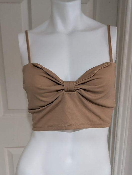 NWOT Shein Tan Twist-Knot Cropped Cami Women's Large
