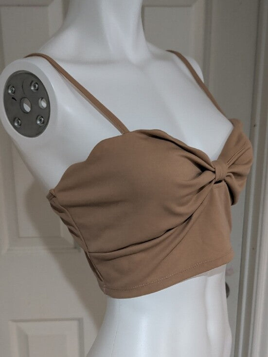 NWOT Shein Tan Twist-Knot Cropped Cami Women's Large