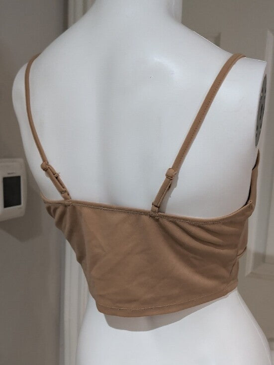 NWOT Shein Tan Twist-Knot Cropped Cami Women's Large