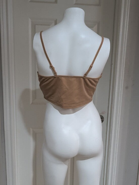 NWOT Shein Tan Twist-Knot Cropped Cami Women's Large