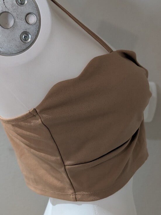 NWOT Shein Tan Twist-Knot Cropped Cami Women's Large