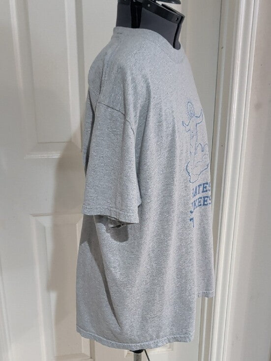 Gildan Heather Gray Tee with Blue Religious Graphic Men's XL