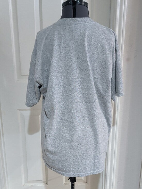 Gildan Heather Gray Tee with Blue Religious Graphic Men's XL