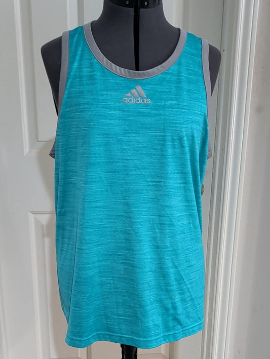 Adidas Teal Athletic Tank with Gray Trim Men's Large