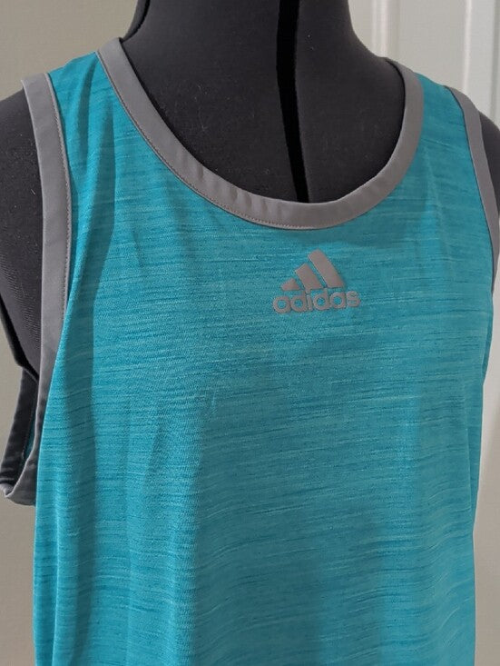 Adidas Teal Athletic Tank with Gray Trim Men's Large