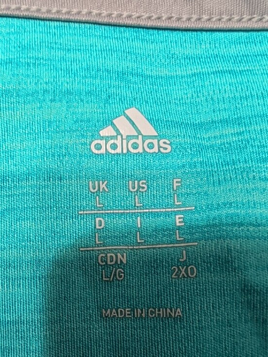 Adidas Teal Athletic Tank with Gray Trim Men's Large