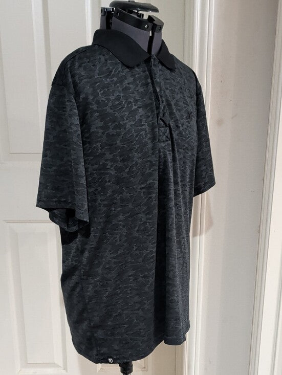 Rank 45 Men's Athletic Gray Heathered Polo Shirt Large