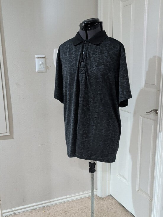 Rank 45 Men's Athletic Gray Heathered Polo Shirt Large