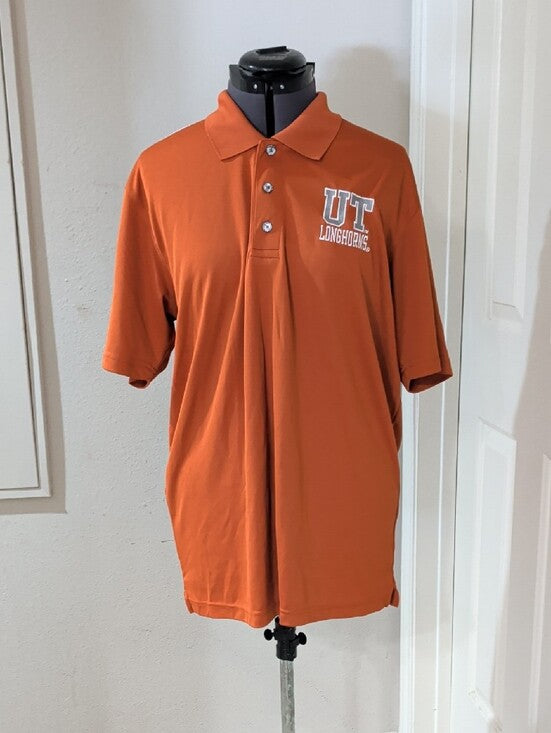 Russell UT Longhorns Men's Orange Athletic Polo Shirt Large New