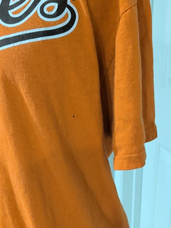 Majestic Orange Orioles Script Short Sleeve Tee Men's Large
