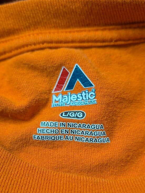 Majestic Orange Orioles Script Short Sleeve Tee Men's Large