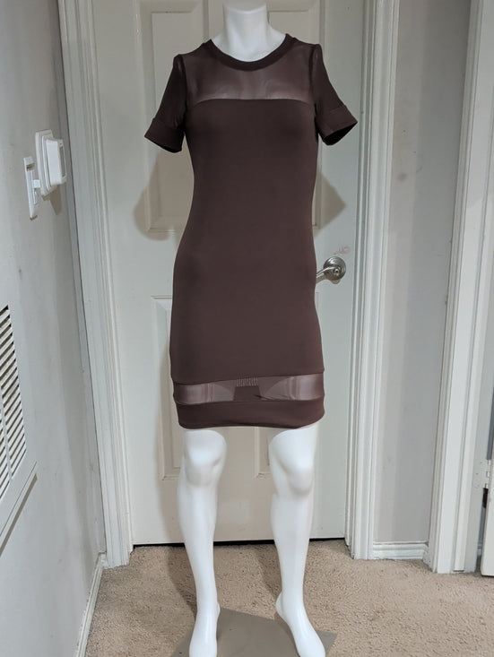 NWT Bozzolo Fitted Mini Dress with Sheer Insets in Deep Purple Women's Large