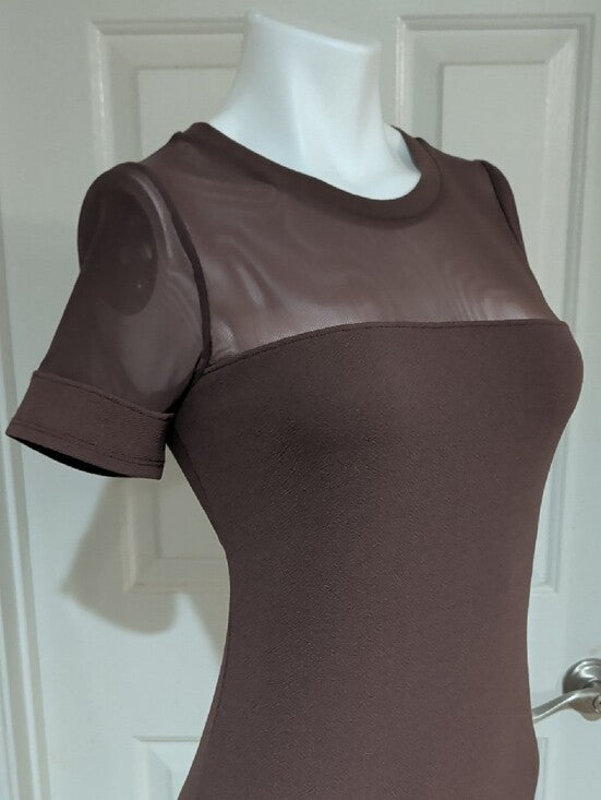 NWT Bozzolo Fitted Mini Dress with Sheer Insets in Deep Purple Women's Large