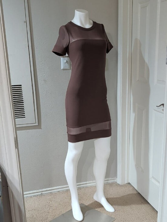 NWT Bozzolo Fitted Mini Dress with Sheer Insets in Deep Purple Women's Large