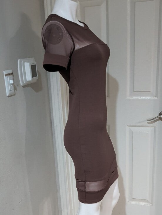 NWT Bozzolo Fitted Mini Dress with Sheer Insets in Deep Purple Women's Large