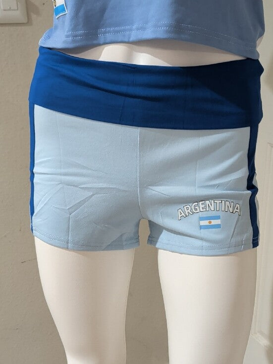 Women's Argentina Light Blue & Navy Athletic Short (M) & Tee (S) Set