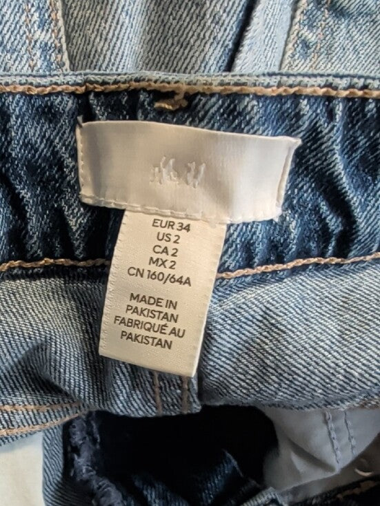 H&M Classic High-Rise Light Blue Wide-Leg Women's Jeans US 2/EUR 34