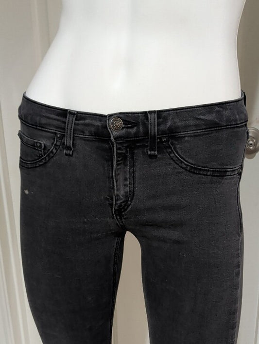 rag & bone Low-Rise Black Skinny Jeans with Knee Distress Women's 27 Y2K