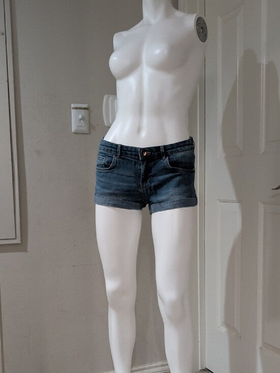 H&M Rolled Hem Denim Shortie - Medium Blue Women's US 6/EUR 36