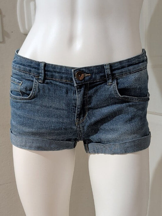 H&M Rolled Hem Denim Shortie - Medium Blue Women's US 6/EUR 36