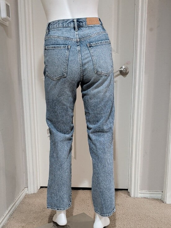 PacSun Women’s Distressed Straight Leg Dad Jeans - Light Blue Wash 24/XS