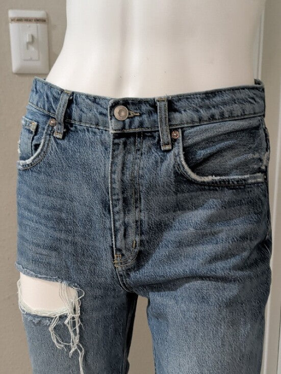 We The Free High-Rise Light Blue Cropped Distressed Denim Jeans Women's 28