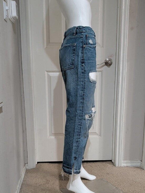 We The Free High-Rise Light Blue Cropped Distressed Denim Jeans Women's 28