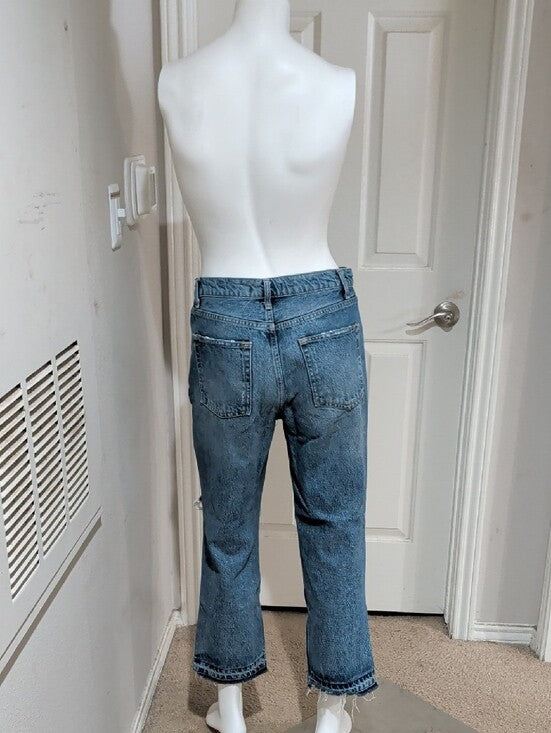 We The Free High-Rise Light Blue Cropped Distressed Denim Jeans Women's 28