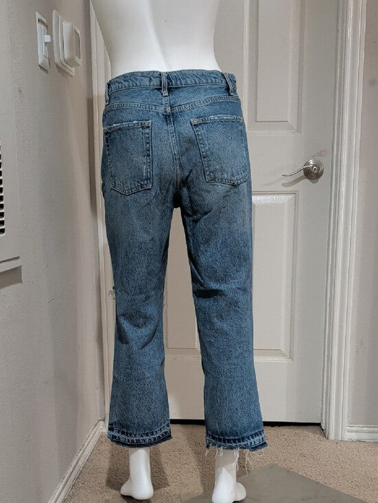We The Free High-Rise Light Blue Cropped Distressed Denim Jeans Women's 28