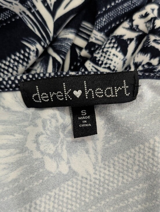 Derek Heart Navy Blue & White Floral Wrap Tie Jumpsuit Women's Small