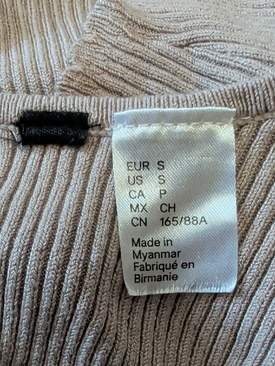 H&M Ribbed V-Neck Scallop-Edge Cami - Taupe Women's Small