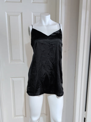 Free People Black Satin Rhinestone V-Neck Slip Cami Women's XS