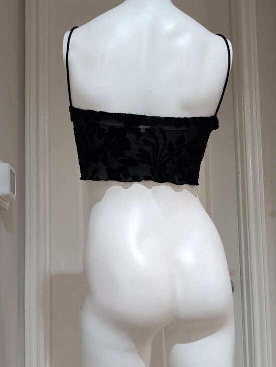 SHEIN Black Velvet Sheer Burnout Cami Women's Large