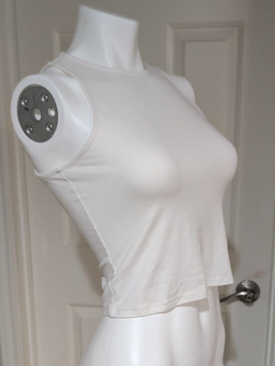 Gaze White Racerback Cropped Tank Top Women's Small