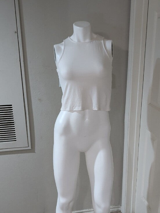 Gaze White Racerback Cropped Tank Top Women's Small