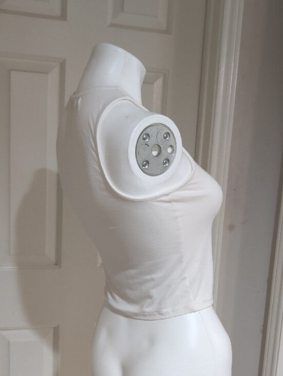 Gaze White Racerback Cropped Tank Top Women's Small