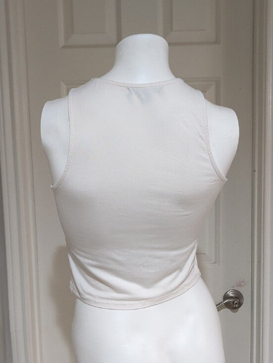Gaze White Racerback Cropped Tank Top Women's Small