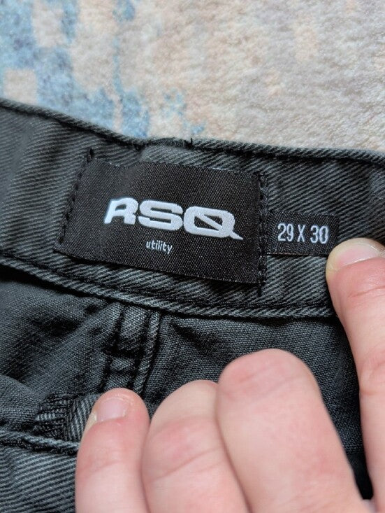 RSQ Black Cargo Utility Pants with Reinforced Knees Men's 29x30
