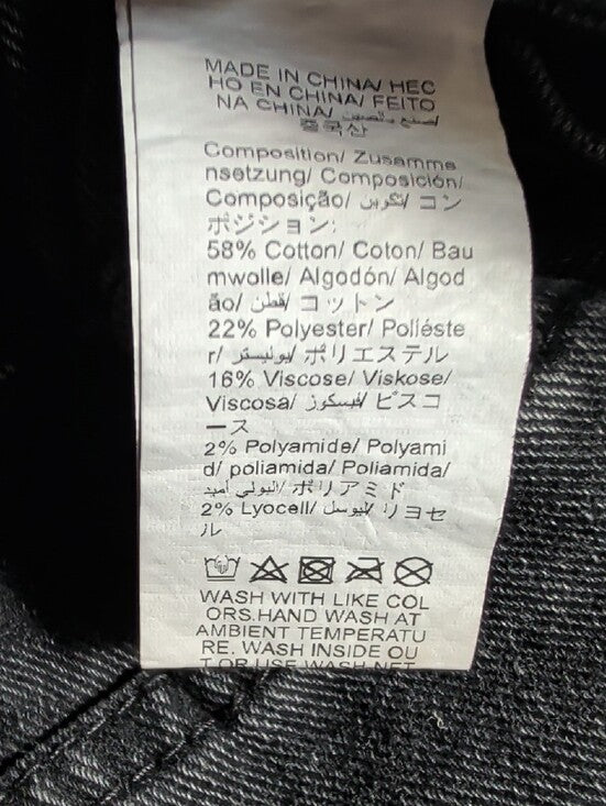 Retro ROMWE Black Denim Shorts with Ivory Ornamental Graphics Men's 2XL Y2K