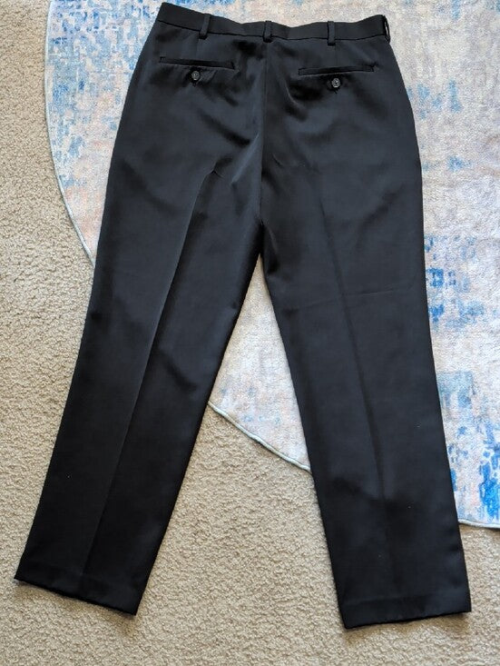 Axist Black Polyester Dress Pants - Classic Office Trousers Men's 33x32