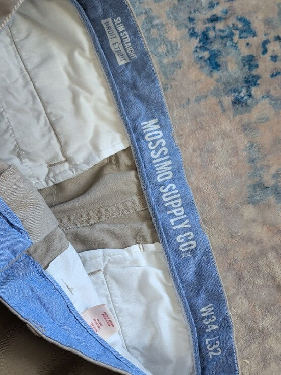 Mossimo Supply Co. Khaki Slim Straight Chino Pants Mens 34x32