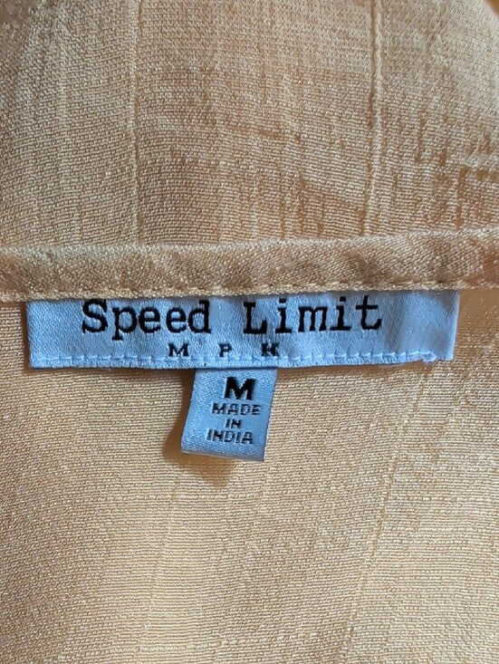 Speed Limit Sunshine Yellow Tie-Front Ruched Puff Sleeve Blouse Women's Medium