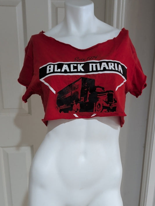 Retro Black Maria Red Crop Top Tee Women's Small Vintage