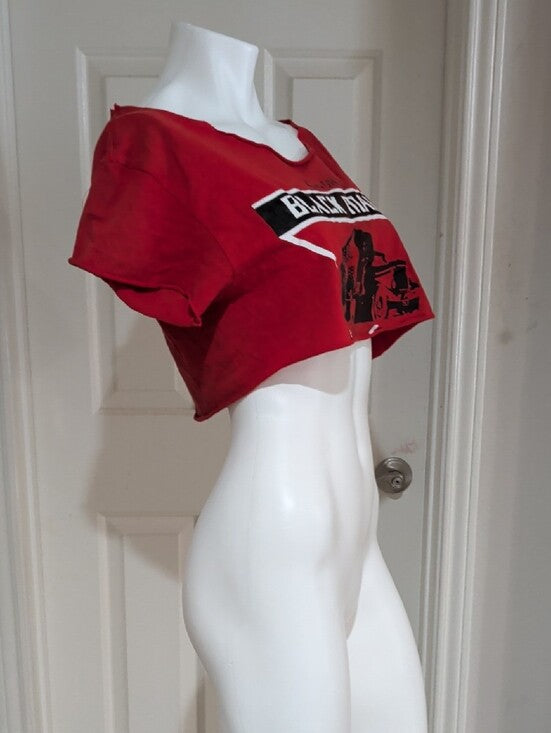 Retro Black Maria Red Crop Top Tee Women's Small Vintage
